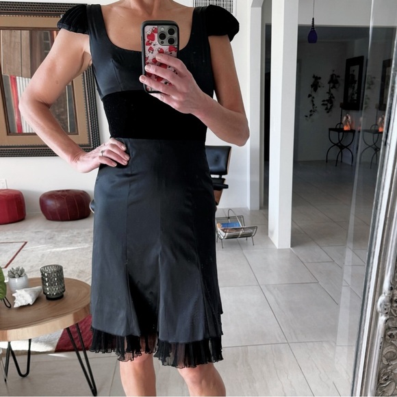 Vintage Louis Verdad Knee High Cocktail Dress Black Silk Size XS - Picture 2 of 14